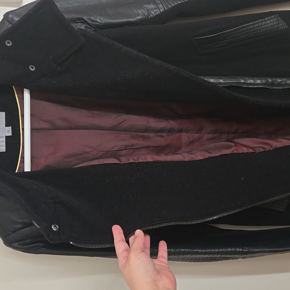 Marc New York Andrew Marc Faux Leather Sleeve Pea Coat - Picture 10 of 16